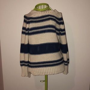 Cream and blue knit sweater
